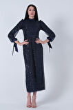 Lacivert Bilek Ucu Saten Kurdele Pullu Tesettür Abiye 6502471.02