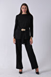 Siyah Altın Toka Detaylı Pantolonlu Takım 4577282.01