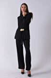 Siyah Altın Toka Detaylı Pantolonlu Takım 4577282.01