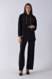 Siyah Omuz Apolet Detaylı Yakası İpli Tunik Pantolonlu Takım 4577281.01
