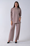 Vizon Omuz Apolet Detaylı Yakası İpli Tunik Pantolonlu Takım 4577281.34