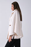 Ekru Tek Düğme Kapamalı Kemerli Yün Peluş Ceket 940140183.147