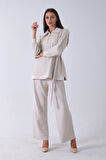 Taş Tunik Yaka Fermuar Kapamalı File Detaylı Pantolonlu Takım 4577283.50