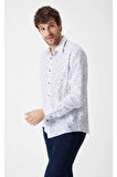 Arrigo Mikro Slim Fit Çiçek Desenli Gömlek İndigo