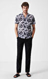 Donut Kısa Kollu Desenli Gömlek Antrasit