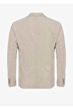 Papas Bej Renk Ketenli Blazer Ceket