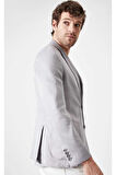 Frances Gri Renk Ketenli Blazer Ceket