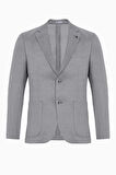Frances Gri Renk Ketenli Blazer Ceket