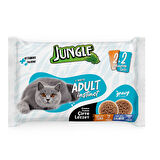 Jungle 4*100 Gr. Çift Lezzet Pouch Yetişkin Kedi Ton - Somonlu