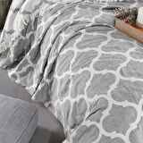 Damask Design Çift Taraflı Jakarlı Keten Pamuk Dokuma Battal Boy(King Size) 240x260cm Antialejik Nefes Alabilen Dört Mevsim Pike Yatak Örtüsü