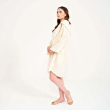 Pamuklu Kısa Kapüşonlu Kadın Müslin Bornoz