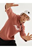 Erkek Pembe Baskılı Oversize Sweatshirt
