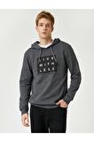 Koton Baskili Kapsonlu Sweatshirt