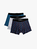 Desenli Pamuklu Basic 3'lü Boxer Seti