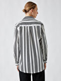 Çizgili Uzun Kollu Gömlek Pamuklu