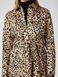 Leopar Desenli Midi Elbise