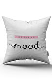 Çift Taraflı Beyaz Siyah Weekend Mood Yazılı Dijital Baskı Kırlent Yastık Kılıfı - CGH441-CT
