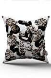 Çift Taraflı Kahverengi Beyaz Leopar Desenli Dijital Baskı Kırlent Yastık Kılıfı - CGH353-CT