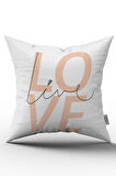 Çift Taraflı Beyaz Pembe Modern Live Love Dijital Baskılı Kırlent Kılıfı - CGH329-CT