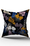 Çift Taraflı Siyah Pembe Tropikal Çiçekli Kırlent Yastık Kılıfı - CGH035-CT