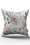 Çift Taraflı Pembe Bej Deniz Kabuğu Çiçek Desenli Kırlent Yastık Kılıfı - CGH031-CT