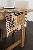 Kahverengi Siyah Modern Leopar Desenli Dijital Baskı Runner - CGH358-RN