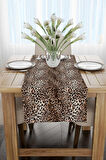 Kahverengi Siyah Leopar Desenli Dijital Baskı Runner - CGH370-RN