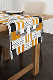 Sarı Gri Geometrik Modern Bohem  Dijital Baskılı Runner CGH930-RN