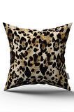 Çift Taraflı Kahverengi Siyah Leopar Desenli Dijital Baskı Kırlent Yastık Kılıfı - CGH376-CT