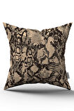Çift Taraflı Kahverengi Siyah Yılan Derisi Desenli Dijital Baskı Kırlent Yastık Kılıfı - CGH364-CT