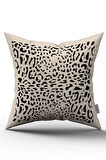 Çift Taraflı Siyah Bej Leopar Desenli Dijital Baskı Kırlent Yastık Kılıfı - CGH363-CT