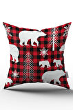 Çift Taraflı Kırmızı Beyaz Yılbaşı Temalı Dijital Baskılı Kırlent Yastık Kılıfı - CGH328-CT