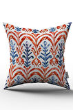 Çift Taraflı Kırmızı Mavi Etnik Desenli Kırlent Yastık Kılıfı - CGH253-CT