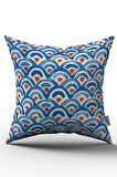 Çift Taraflı Mavi Kırmızı Etnik Desenli Kırlent Yastık Kılıfı - CGH252-CT