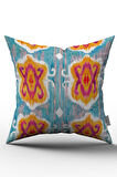 Çift Taraflı Mavi Turuncu Etnik Dekoratif Kırlent Yastık Kılıfı - CGH156-CT