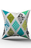 Çift Taraflı Mavi Yeşil Modern Geometrik Desenli Kırlent Yastık Kılıfı - CGH065-CT