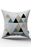 Çift Taraflı Bej Siyah Geometrik Dekoratif Kırlent Yastık Kılıfı - CGH059-CT