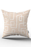 Çift Taraflı Krem Beyaz Bohem İskandinav Geometrik Desenli Dijital Baskılı Kırlent Kılıfı CGH1202