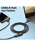LivX Rope USB3.0 3A 5Gbps Hızlı Şarj ve Veri Aktarımı USB 3.0 Erkek Dişi Uzatma Kablosu Halat Örgülü 5 Metre
