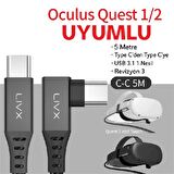 LivX Long Type C To Type C 5 Metre 60W 5Gbps Hızlı Şarj Veri Aktarımı 90° MVP Oyuncu Şarj Kablosu Halat Örgülü Oculus Quest Sanal Gerçeklik Şarj Kablosu OYN-05