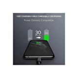 LivX Horizontal 20W Type C to Lightning iPhone iPad Hızlı Şarj ve Data Kablosu Space Gray 2 Metre IPBLT-01