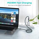LivX Thunderbolt 4 Type C to Type C 240W Hızlı Şarj 8K@60Hz Görüntü Aktarımı 40Gbps Veri Transferi PD3.1 Dijital Göstergeli 1 Metre Örgülü Kablo ARD-01
