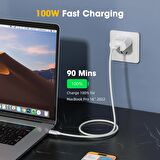 LivX White Type-C to Type-C 100W Hızlı Şarj 10Gbps Hızlı Veri Aktarımı PD3.1 Örgülü Beyaz 1 Metre Kablo BYZ-01