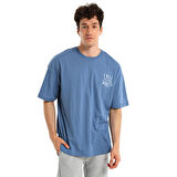 Waves Erkek Mavi Günlük Stil T-Shirt 24YETL18B02-MVI