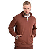 Badajoz Erkek Kahverengi Günlük Stil Sweatshirt 24KE016-KHVE