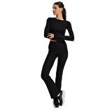 Mahave Cropped Top Kadın Siyah Antrenman T-Shirt 25KK1045-SYH