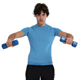 Yuma Slim Erkek Mavi Antrenman T-Shirt 25KE1026-RMVI