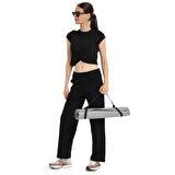 Marana Cropped Top Kadın Siyah Günlük Stil T-Shirt 25KK1032-SYH