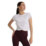 Marana Cropped Top Kadın Beyaz Günlük Stil T-Shirt 25KK1032-KBYZ