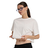 Sedona Cropped Kadın Beyaz Günlük Stil T-Shirt 25KK1034-KBYZ